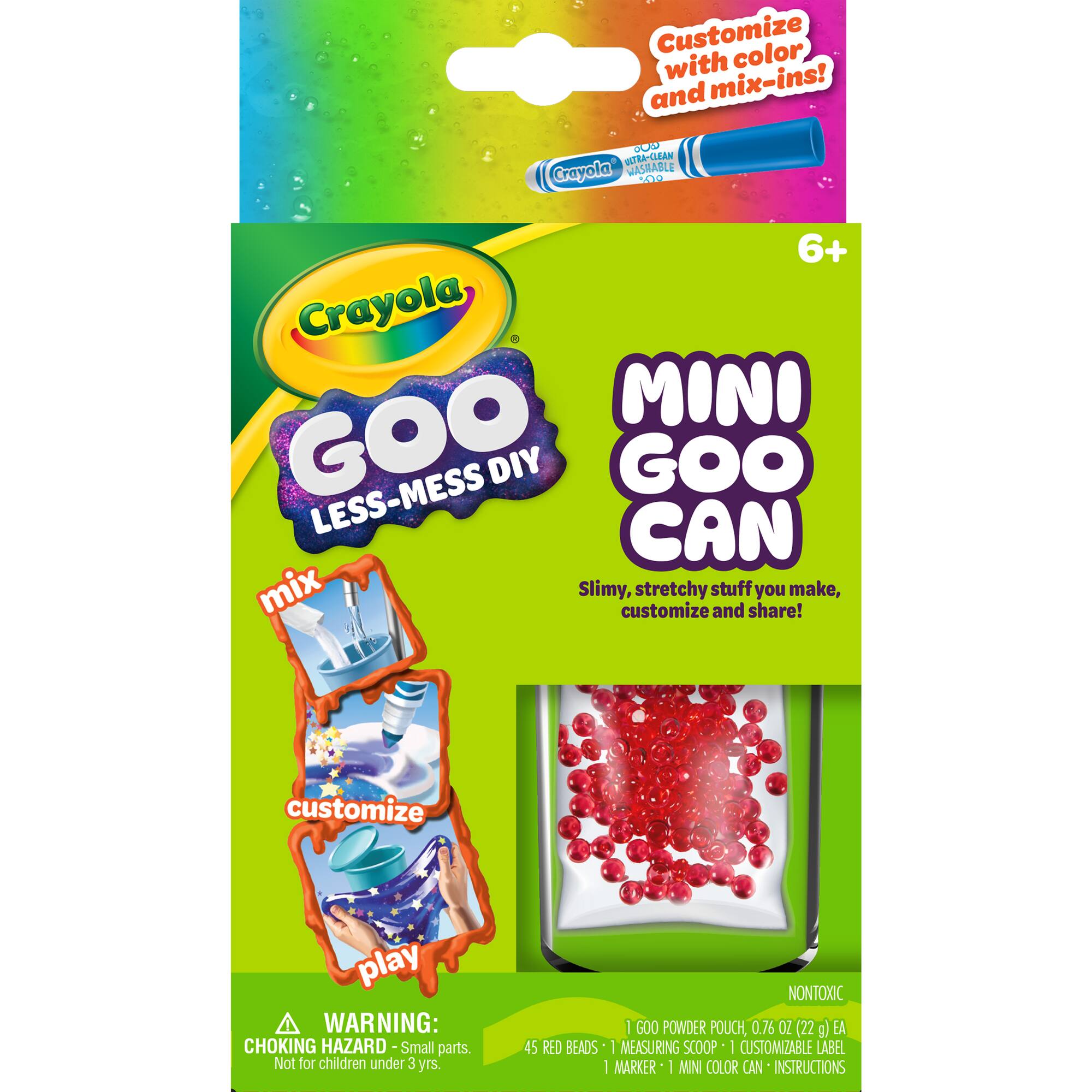 Crayola® Mini Goo Can with Red Bead Mix'ins Slime Making Kit
